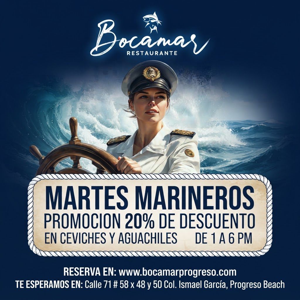 Flyer Bocamar Restaurante — Martes Marineros 20% de descuento