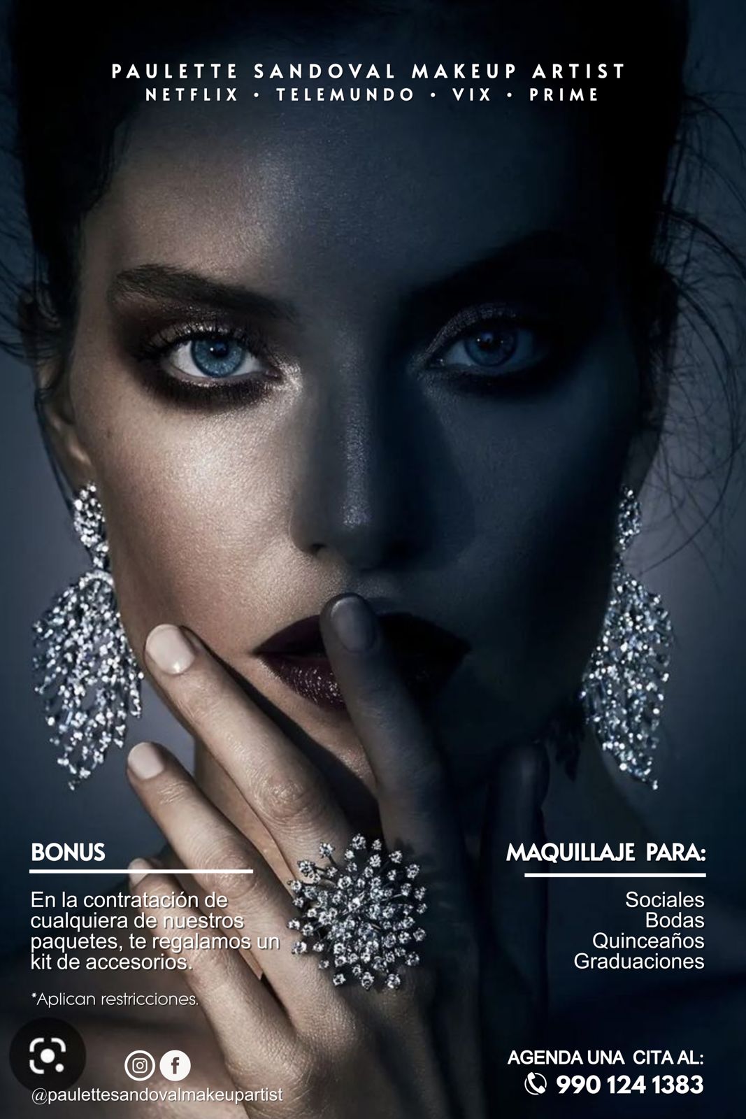 Poster Paulette Sandoval Makeup Artist — maquillaje de noche