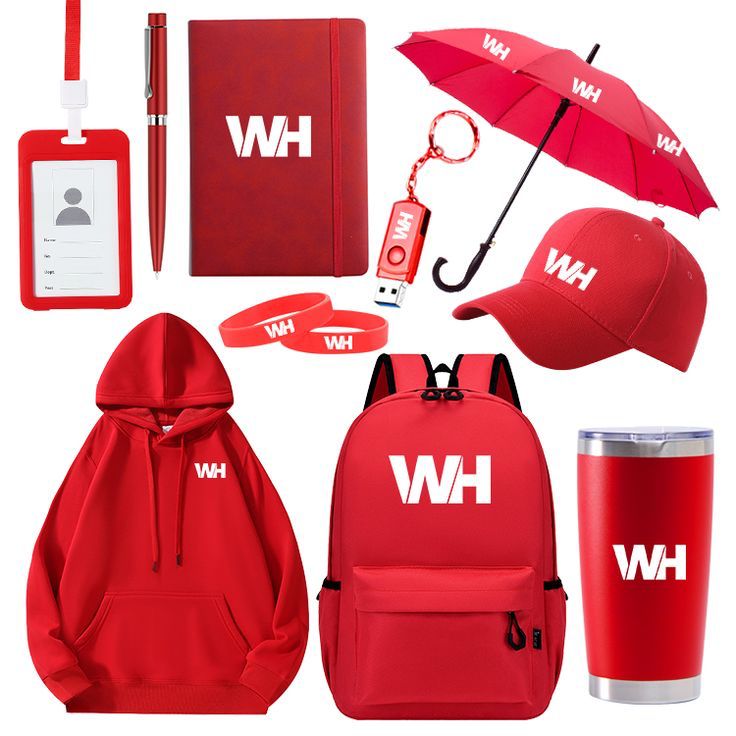 Branding corporativo en rojo: merchandising y artículos promocionales
